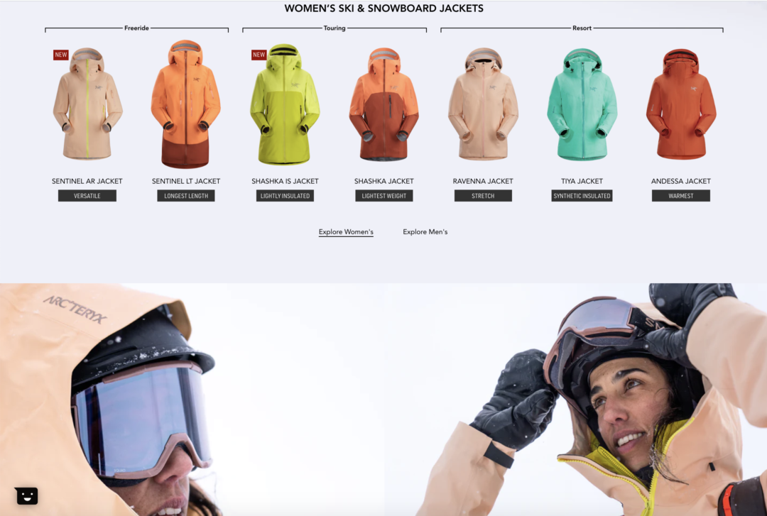Arc'teryx women ski jackets and shells